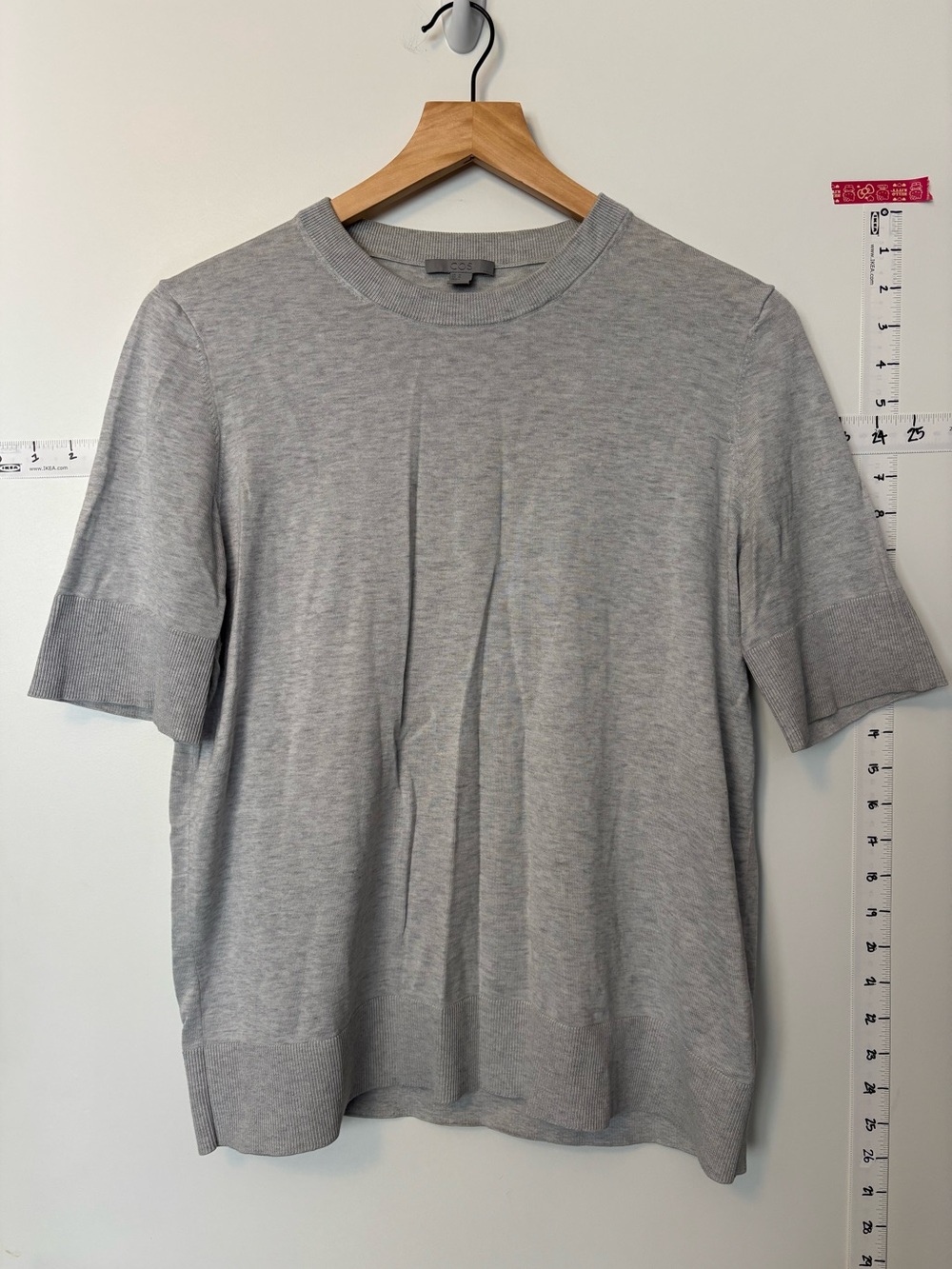 Cos Cotton Silk heather Gray Women’s Short-Sleeve Knit tee sz M